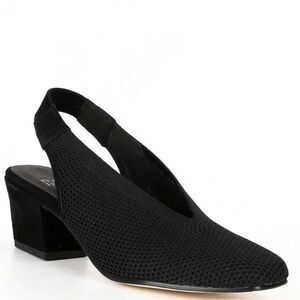 Eileen Fisher Vasa Black Mesh Slingback Heels Size 8.5